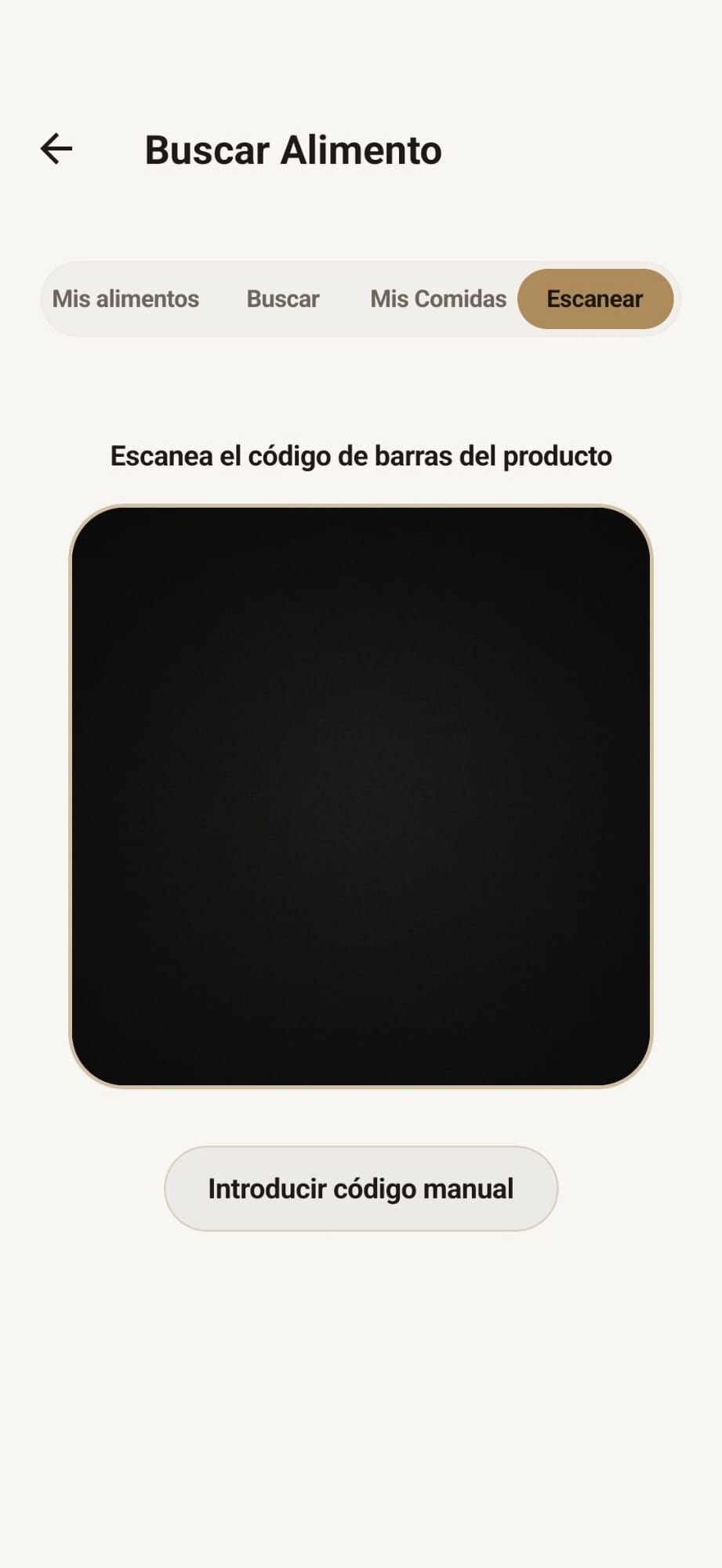 Escáner de código de barras para alimentos en MyProgressFit