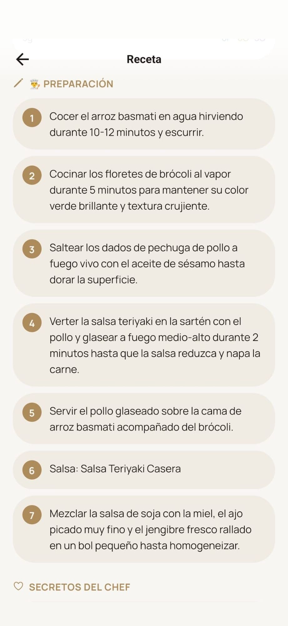 Preparación de receta paso a paso en MyProgressFit